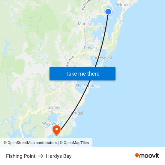 Fishing Point to Hardys Bay map