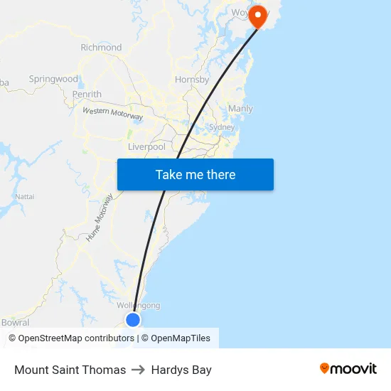 Mount Saint Thomas to Hardys Bay map