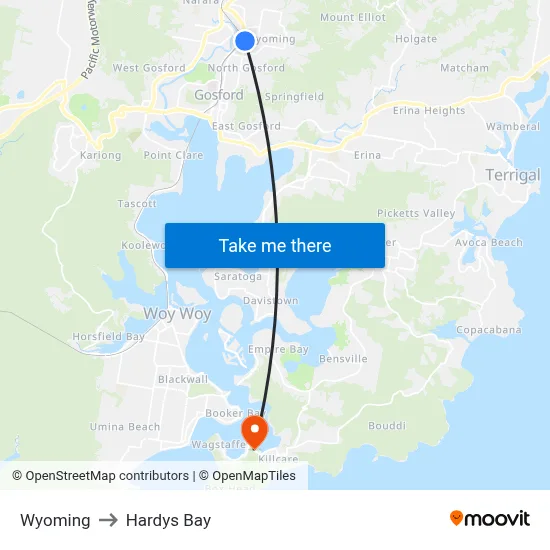 Wyoming to Hardys Bay map