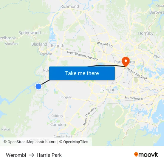 Werombi to Harris Park map