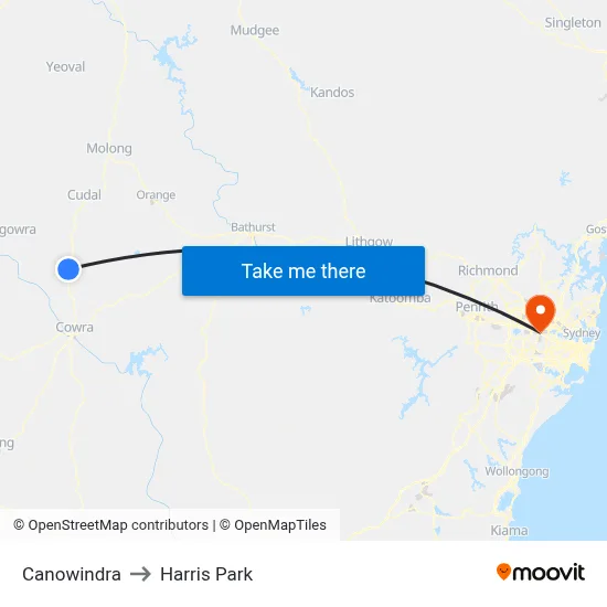 Canowindra to Harris Park map