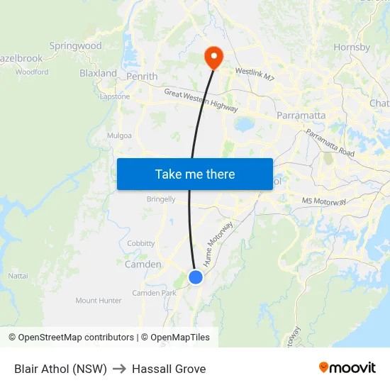Blair Athol (NSW) to Hassall Grove map