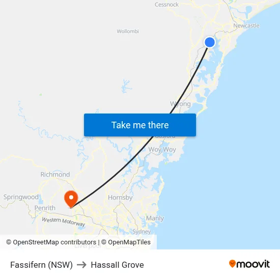Fassifern (NSW) to Hassall Grove map