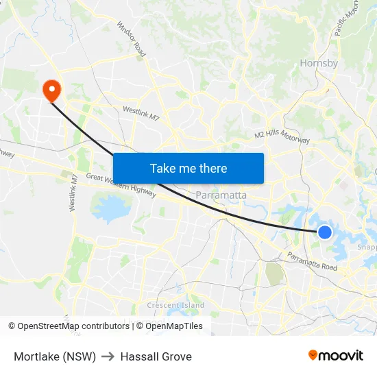 Mortlake (NSW) to Hassall Grove map