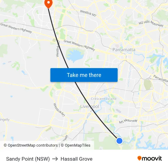 Sandy Point (NSW) to Hassall Grove map