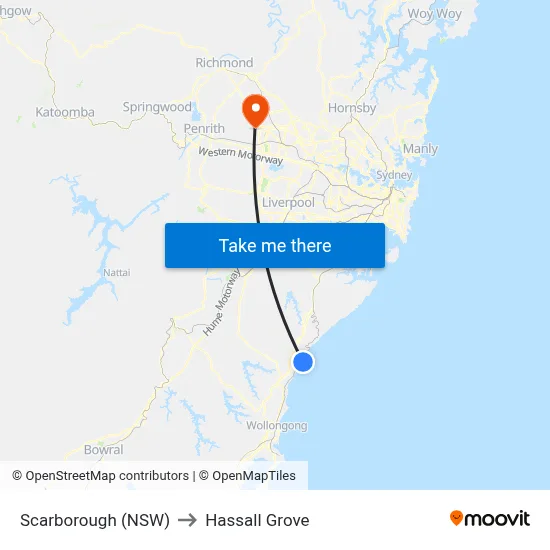 Scarborough (NSW) to Hassall Grove map