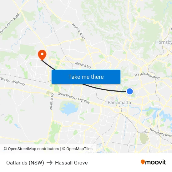 Oatlands (NSW) to Hassall Grove map
