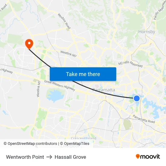 Wentworth Point to Hassall Grove map