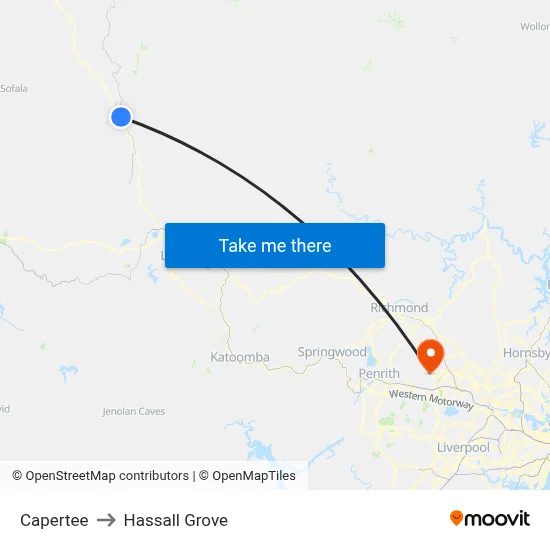 Capertee to Hassall Grove map