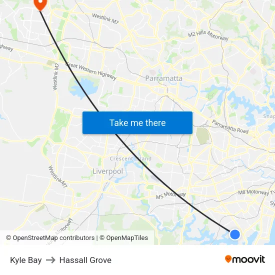 Kyle Bay to Hassall Grove map