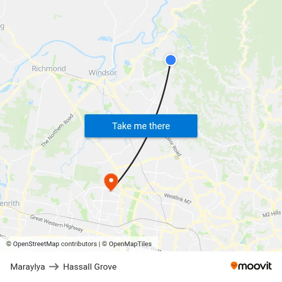 Maraylya to Hassall Grove map