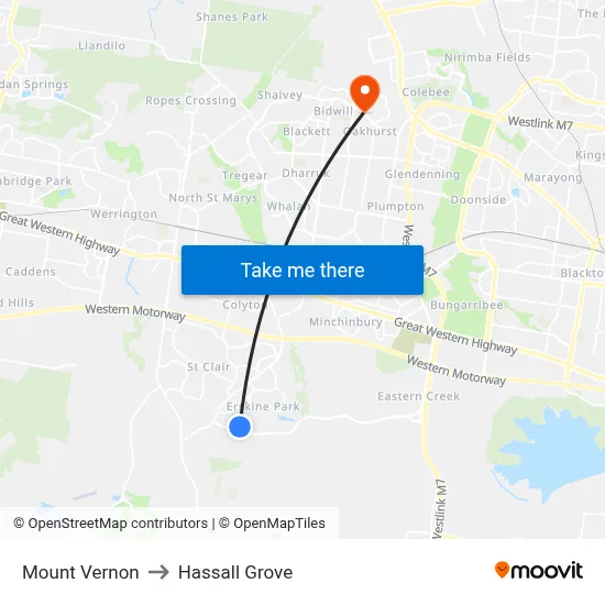 Mount Vernon to Hassall Grove map