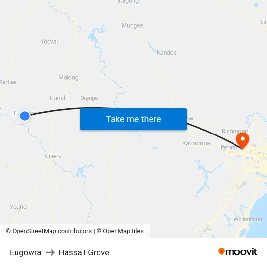 Eugowra to Hassall Grove map