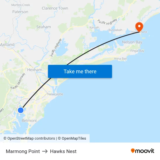 Marmong Point to Hawks Nest map