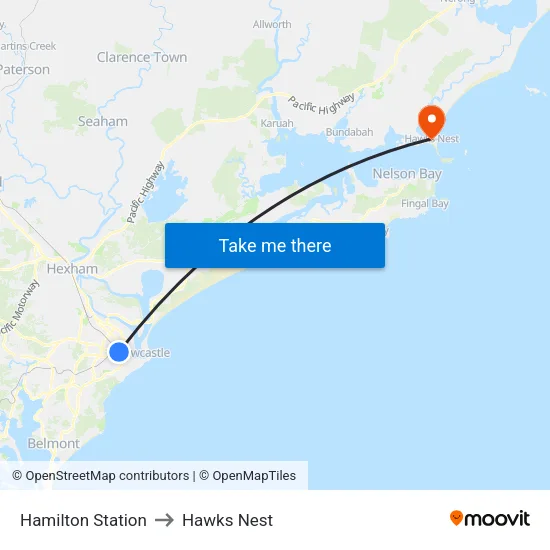 Hamilton Station to Hawks Nest map