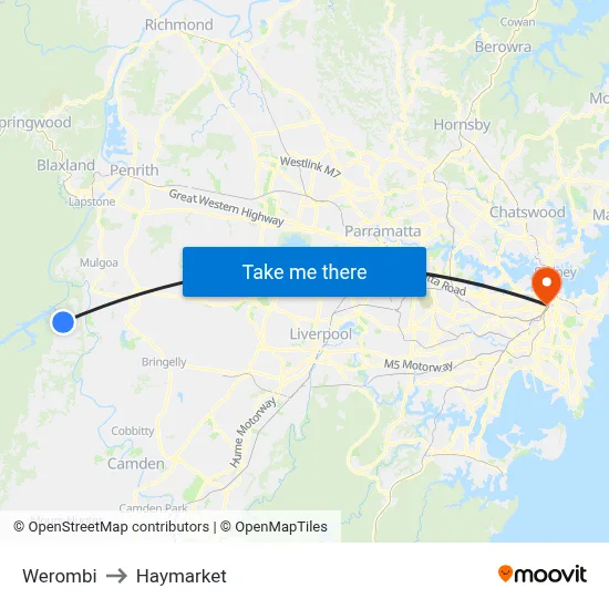 Werombi to Haymarket map