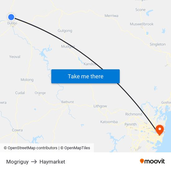 Mogriguy to Haymarket map