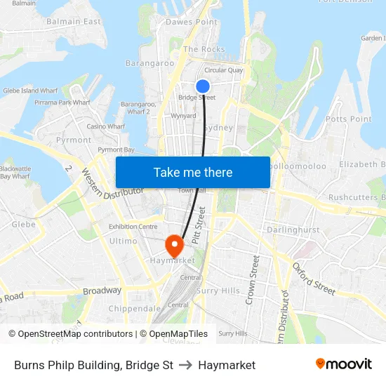 Burns Philp Building, Bridge St to Haymarket map