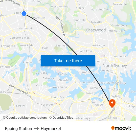 Epping Station to Haymarket map