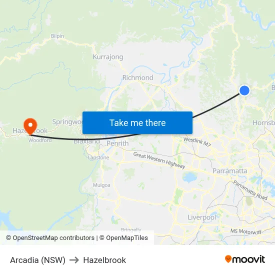 Arcadia (NSW) to Hazelbrook map