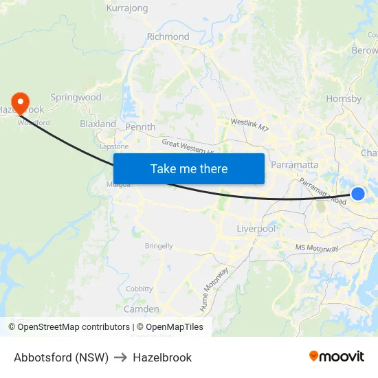 Abbotsford (NSW) to Hazelbrook map