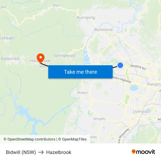 Bidwill (NSW) to Hazelbrook map