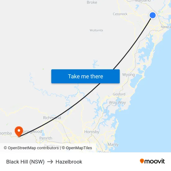 Black Hill (NSW) to Hazelbrook map