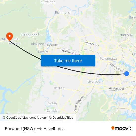 Burwood (NSW) to Hazelbrook map