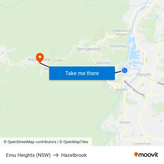Emu Heights (NSW) to Hazelbrook map