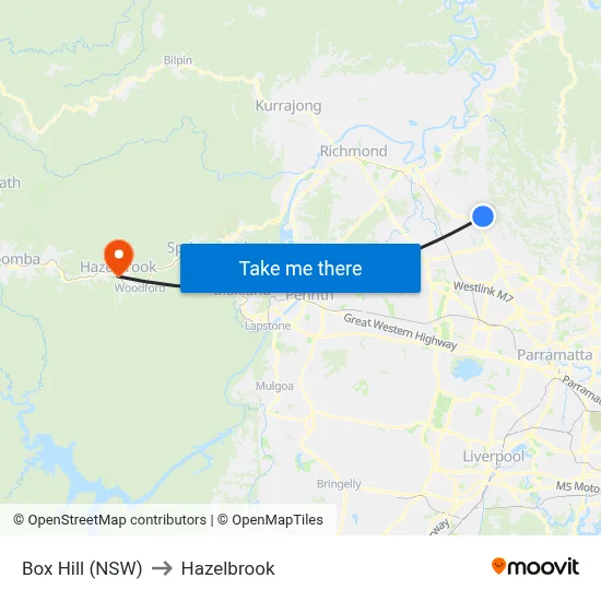 Box Hill (NSW) to Hazelbrook map