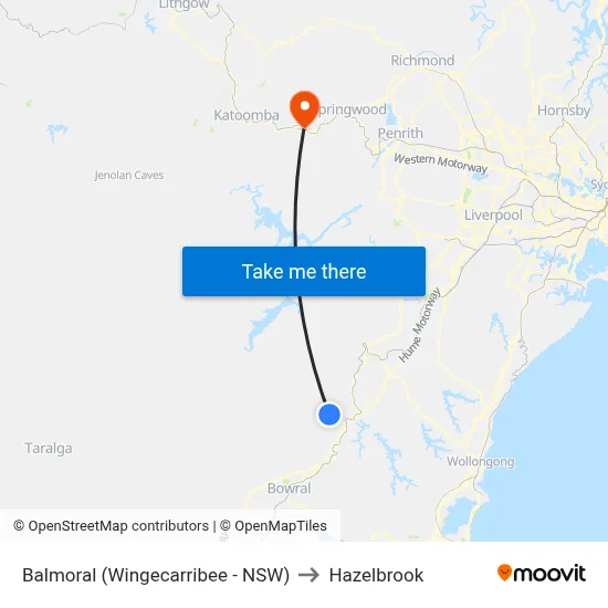 Balmoral (Wingecarribee - NSW) to Hazelbrook map