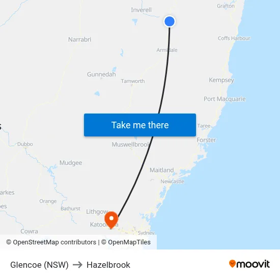 Glencoe (NSW) to Hazelbrook map