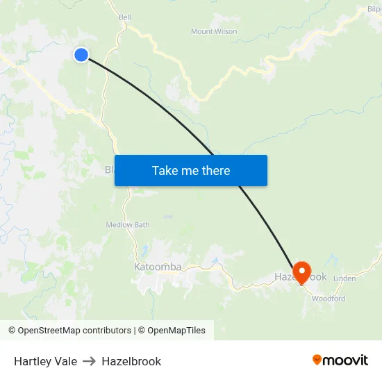 Hartley Vale to Hazelbrook map