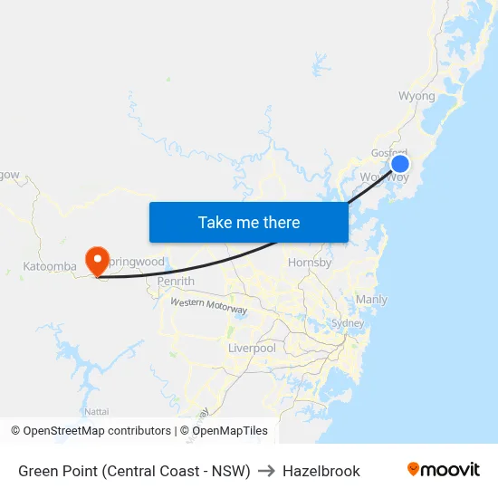 Green Point (Central Coast - NSW) to Hazelbrook map