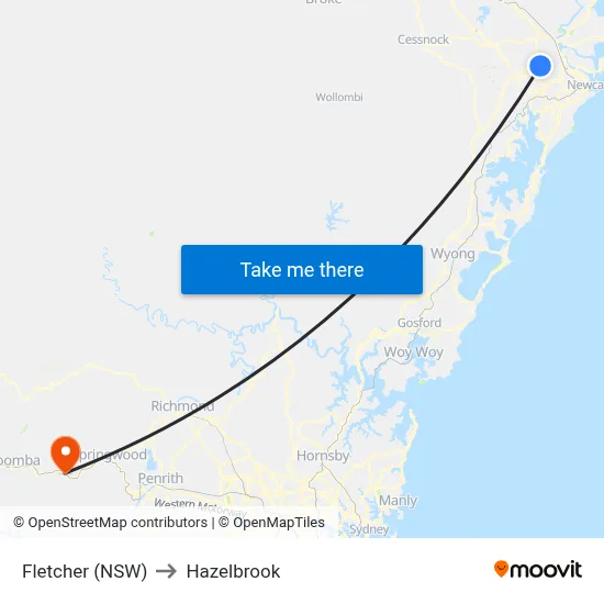 Fletcher (NSW) to Hazelbrook map