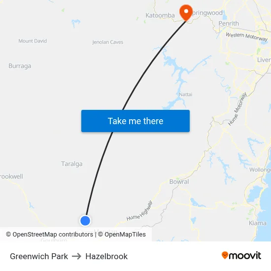 Greenwich Park to Hazelbrook map