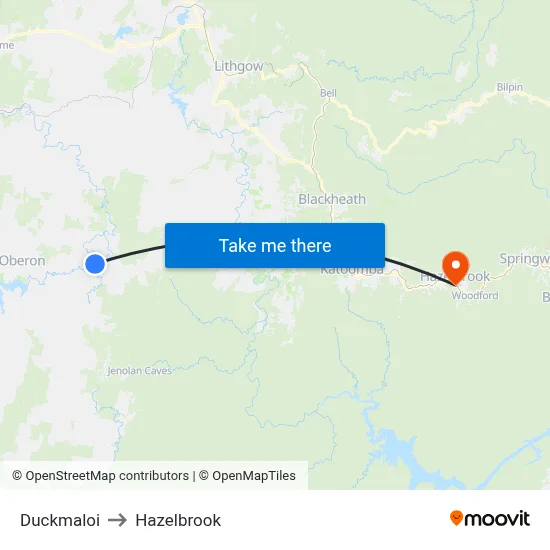 Duckmaloi to Hazelbrook map