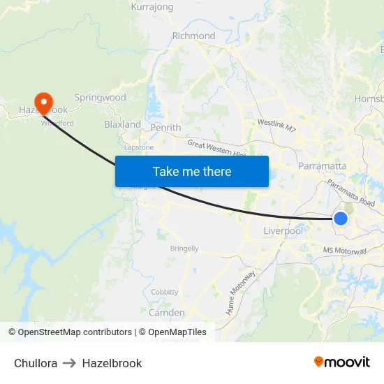 Chullora to Hazelbrook map