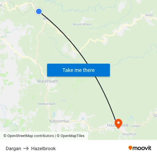 Dargan to Hazelbrook map