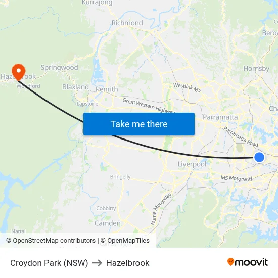 Croydon Park (NSW) to Hazelbrook map
