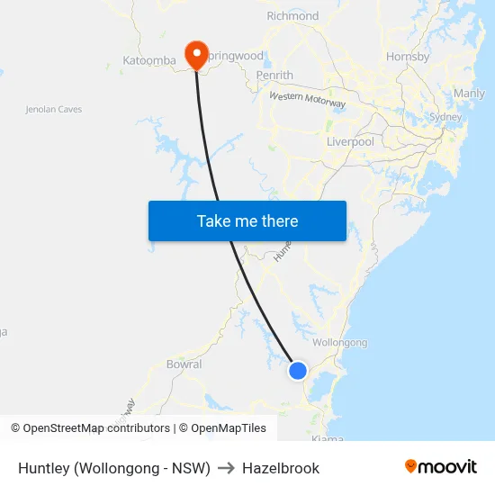 Huntley (Wollongong - NSW) to Hazelbrook map