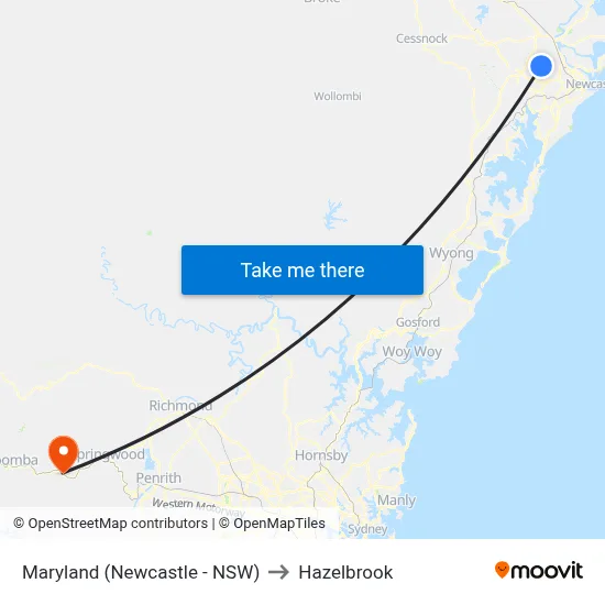 Maryland (Newcastle - NSW) to Hazelbrook map