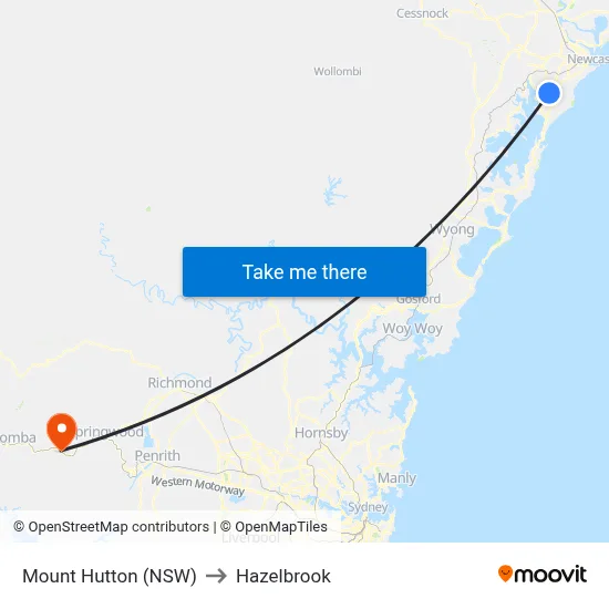 Mount Hutton (NSW) to Hazelbrook map