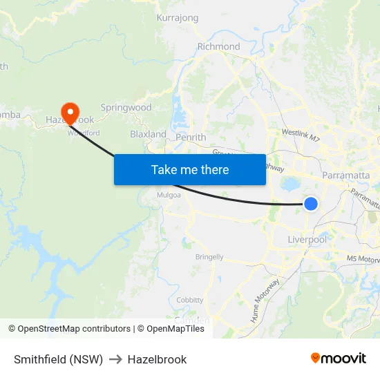 Smithfield (NSW) to Hazelbrook map