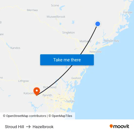 Stroud Hill to Hazelbrook map