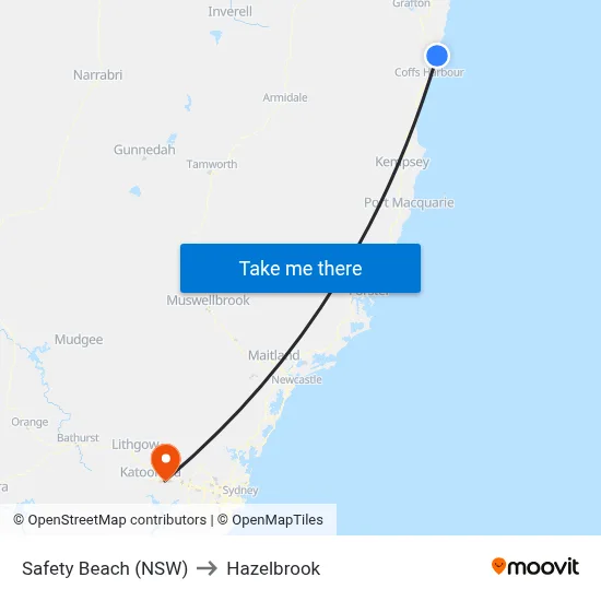 Safety Beach (NSW) to Hazelbrook map