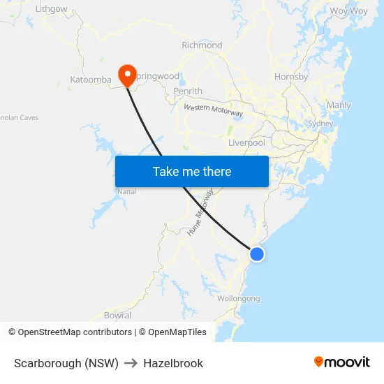 Scarborough (NSW) to Hazelbrook map