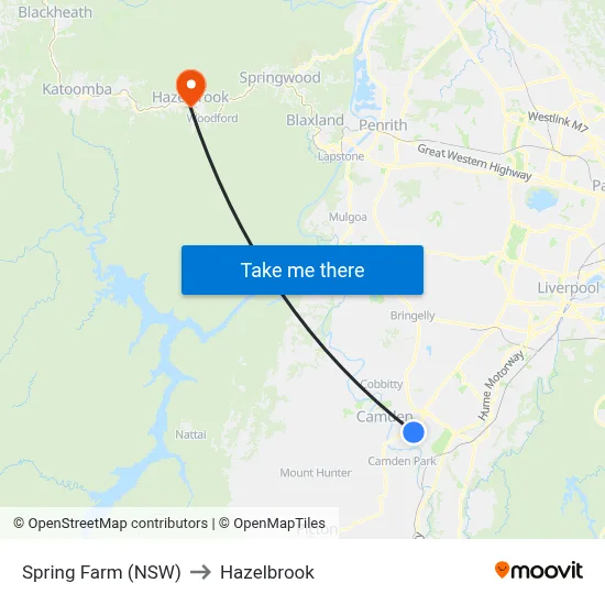 Spring Farm (NSW) to Hazelbrook map