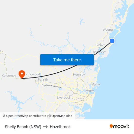Shelly Beach (NSW) to Hazelbrook map