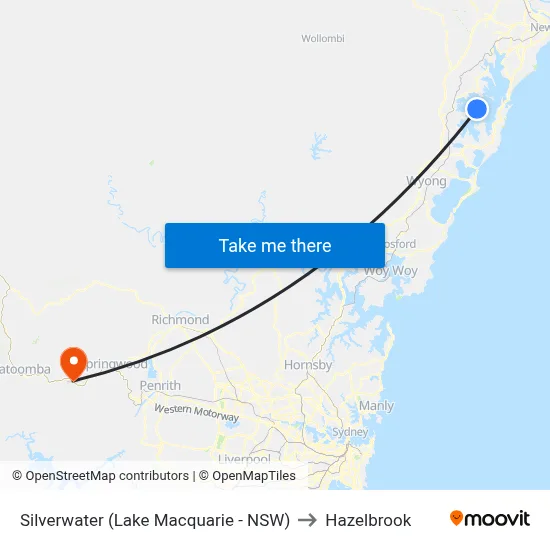 Silverwater (Lake Macquarie - NSW) to Hazelbrook map